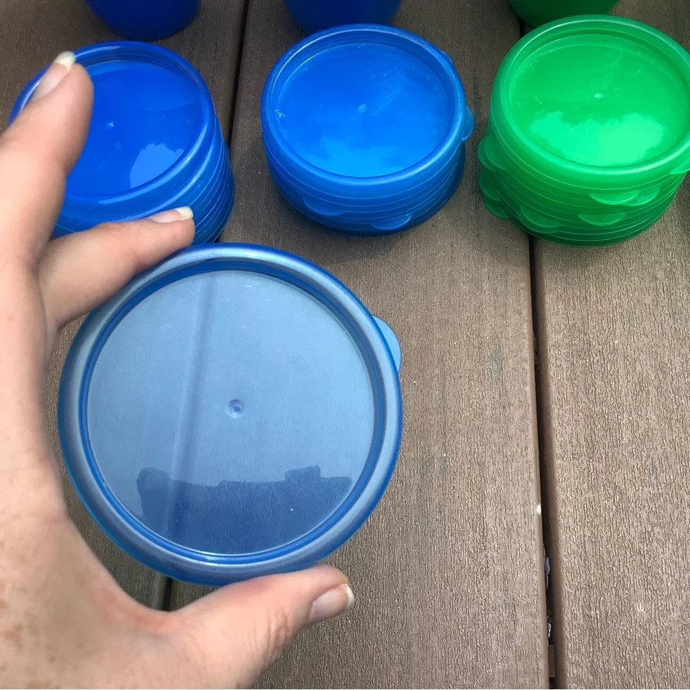 Set of Blue and Green Plastic Cups